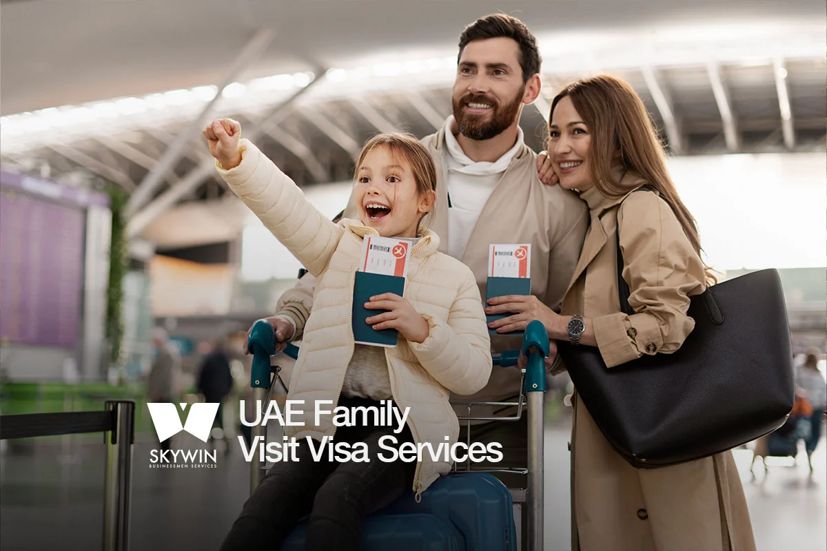 Happy family traveling together in the UAE on a sponsored family visa